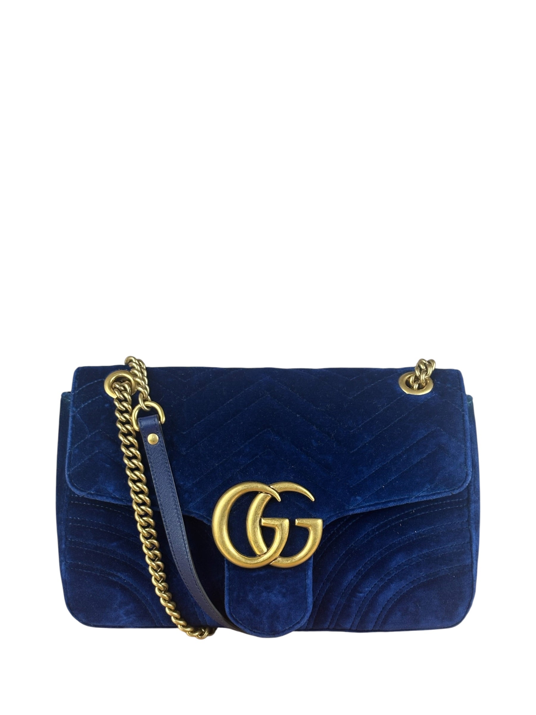 Gucci GG Blue Velvet Marmont Shoulder Bag