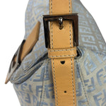 Fendi Leather Light Blue Trim Zucca Baguette