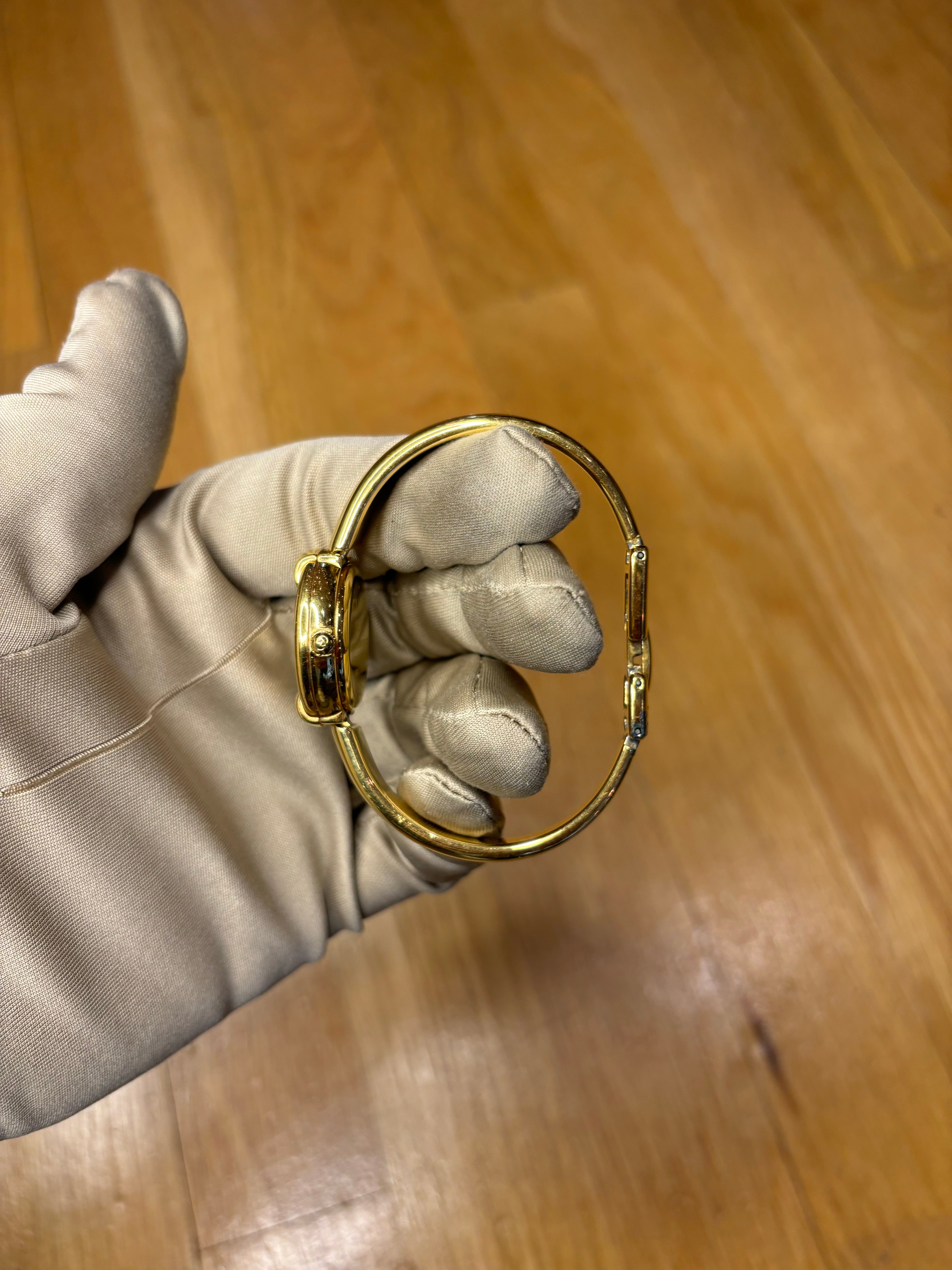 Gucci Gold Plated White Dial Bangle Bracelet