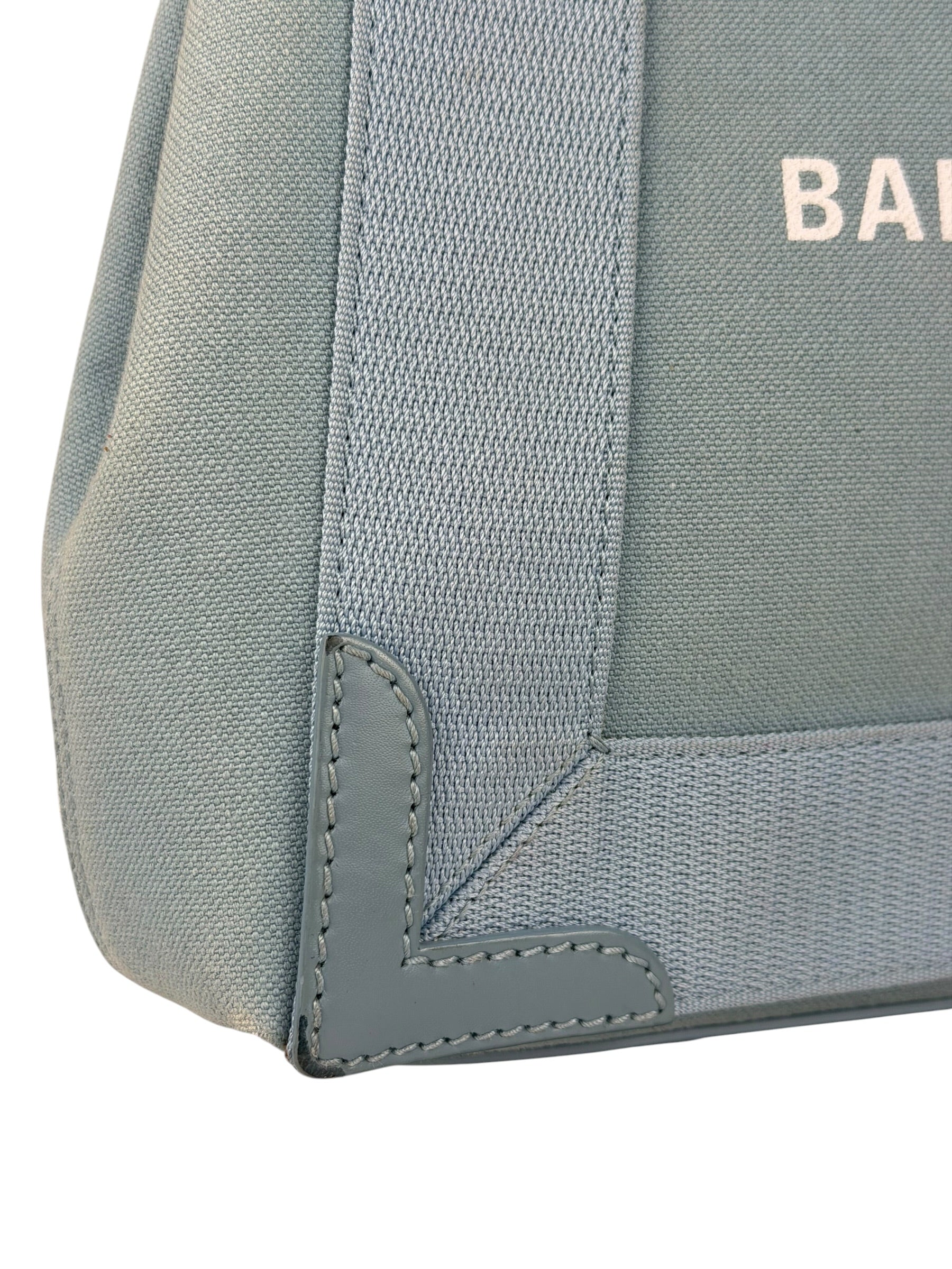 Balenciaga Light Blue Leather Trim Cabas XS Tote Bag