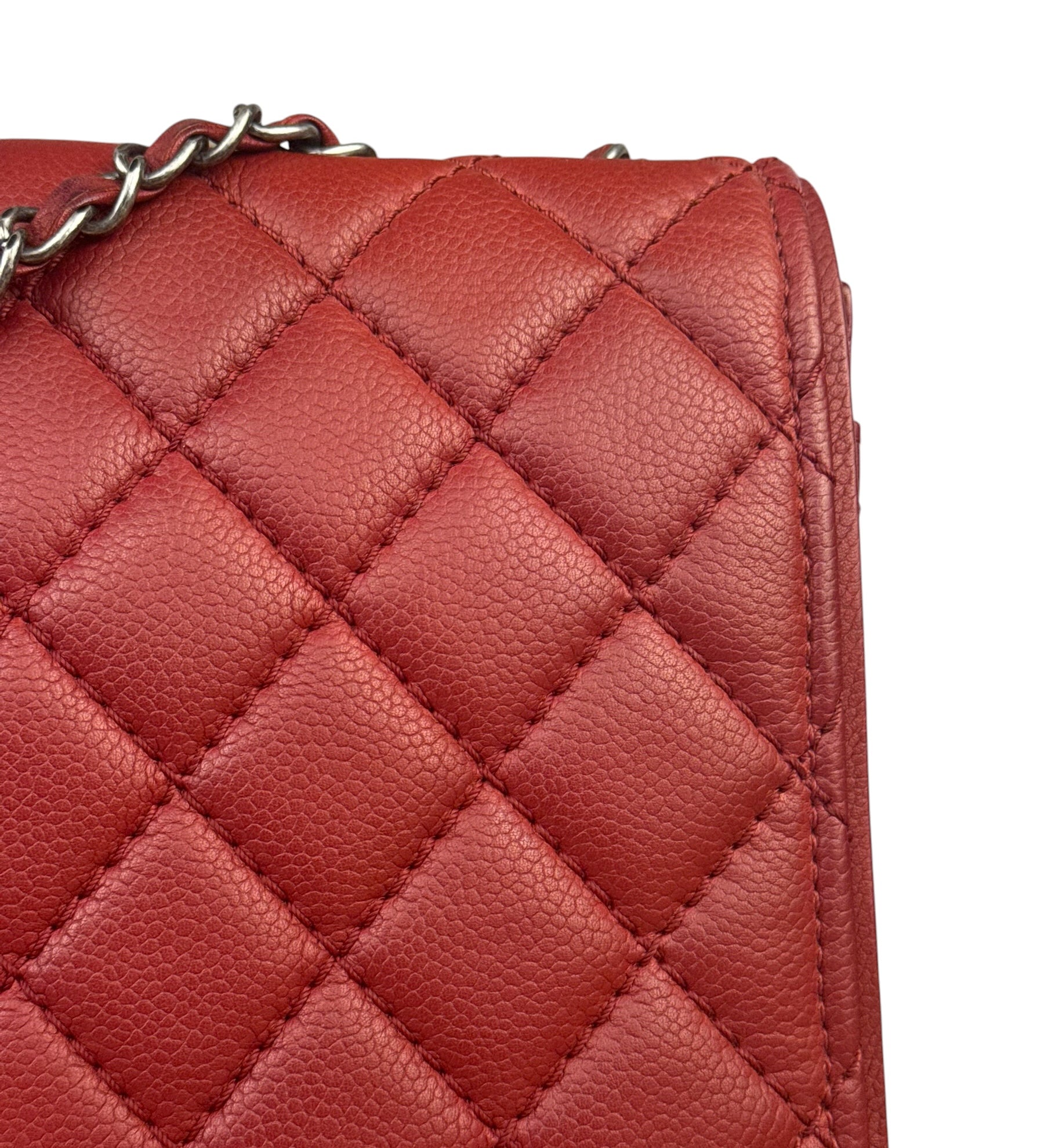 Chanel Red Caviar Leather Maxi Chain Flap Bag 2014