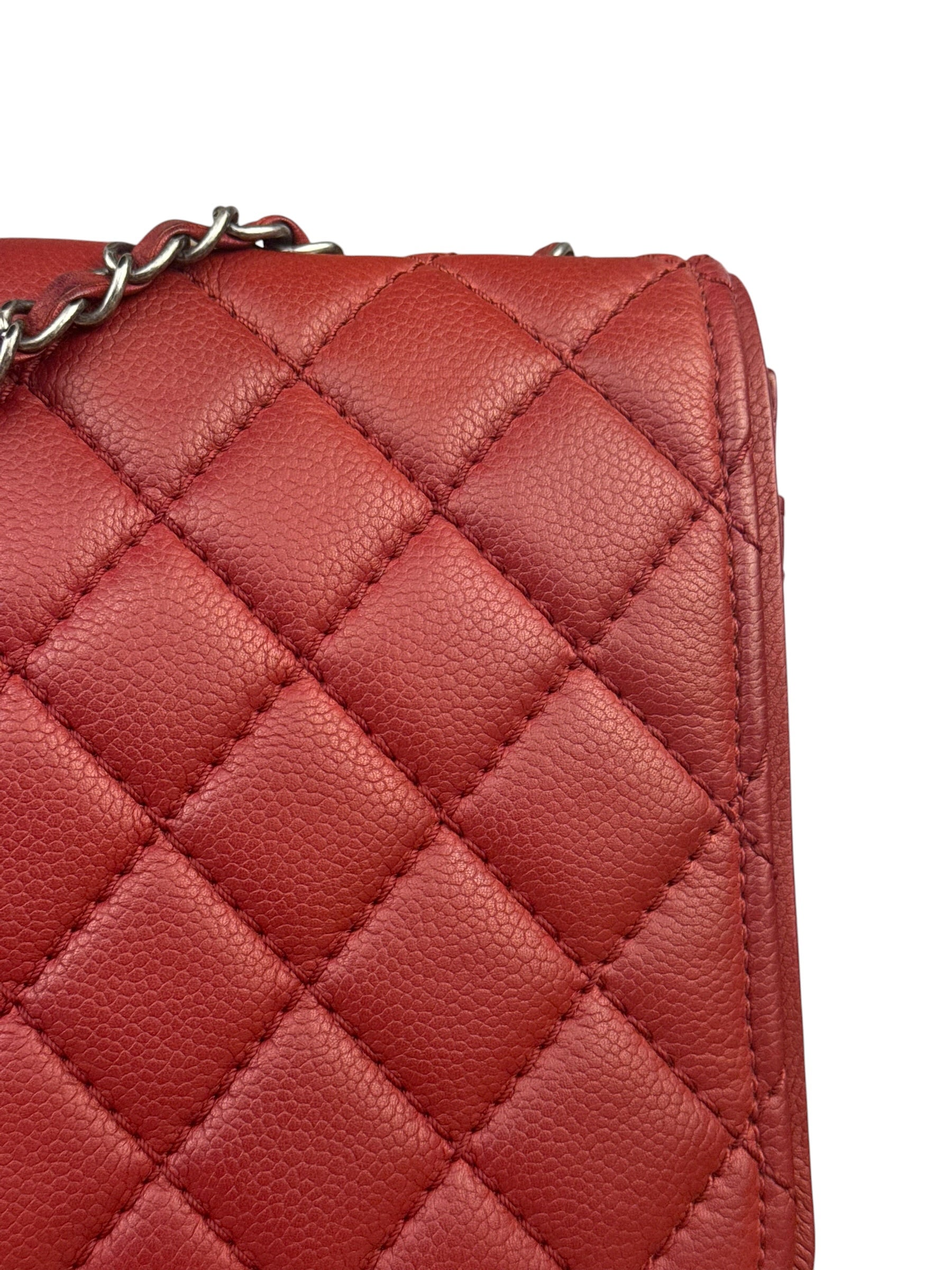 Chanel Red Caviar Leather Maxi Chain Flap Bag 2014