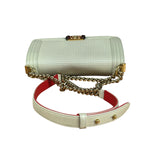 Chanel White Leather Cube Boy Bag 2014