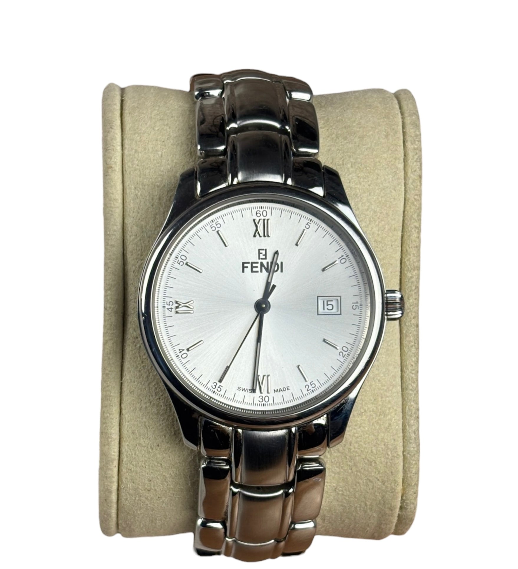Fendi 210G Silver Roman Dial Stainless Steel Band