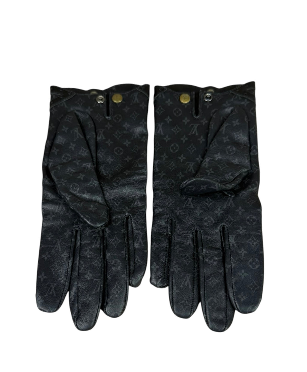 Louis Vuitton Black/Grey Leather Monogram Gloves