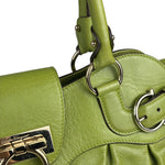 Salvatore Ferragamo Green Leather Marisa Shoulder Bag