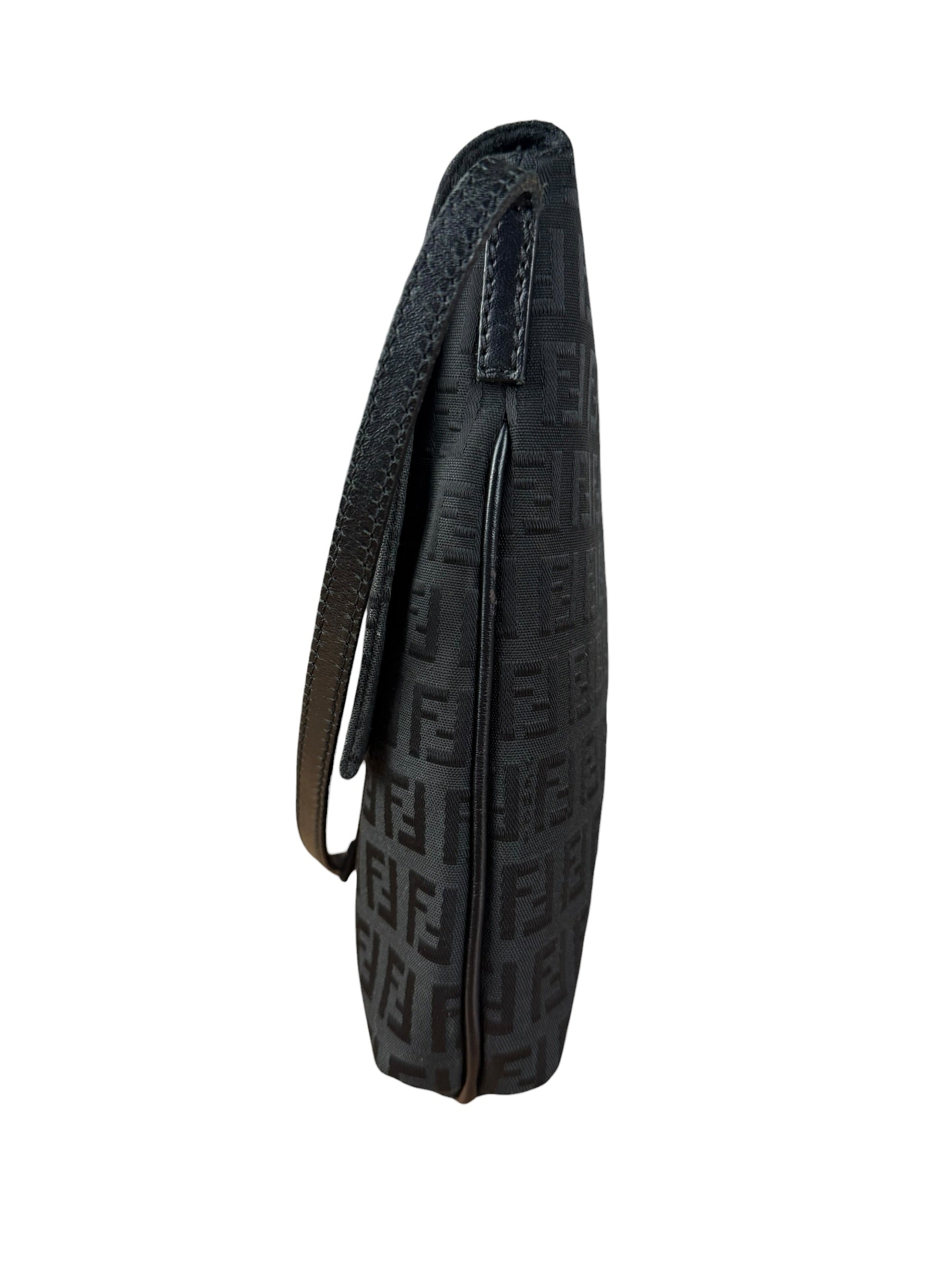 Fendi Black Zucchino Messenger Crossbody Bag