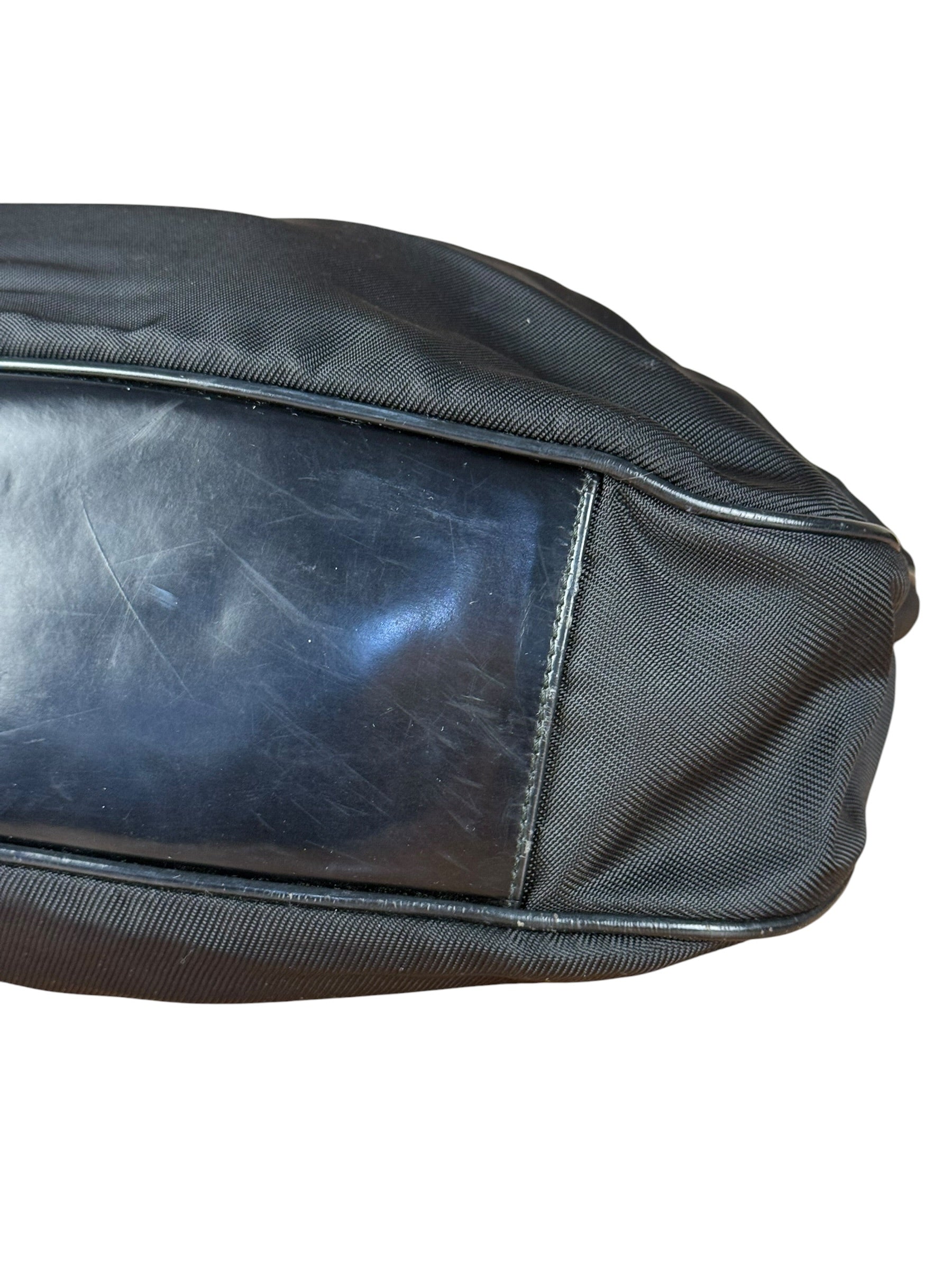 Gucci Vintage Black Canvas Bamboo Handle Bag