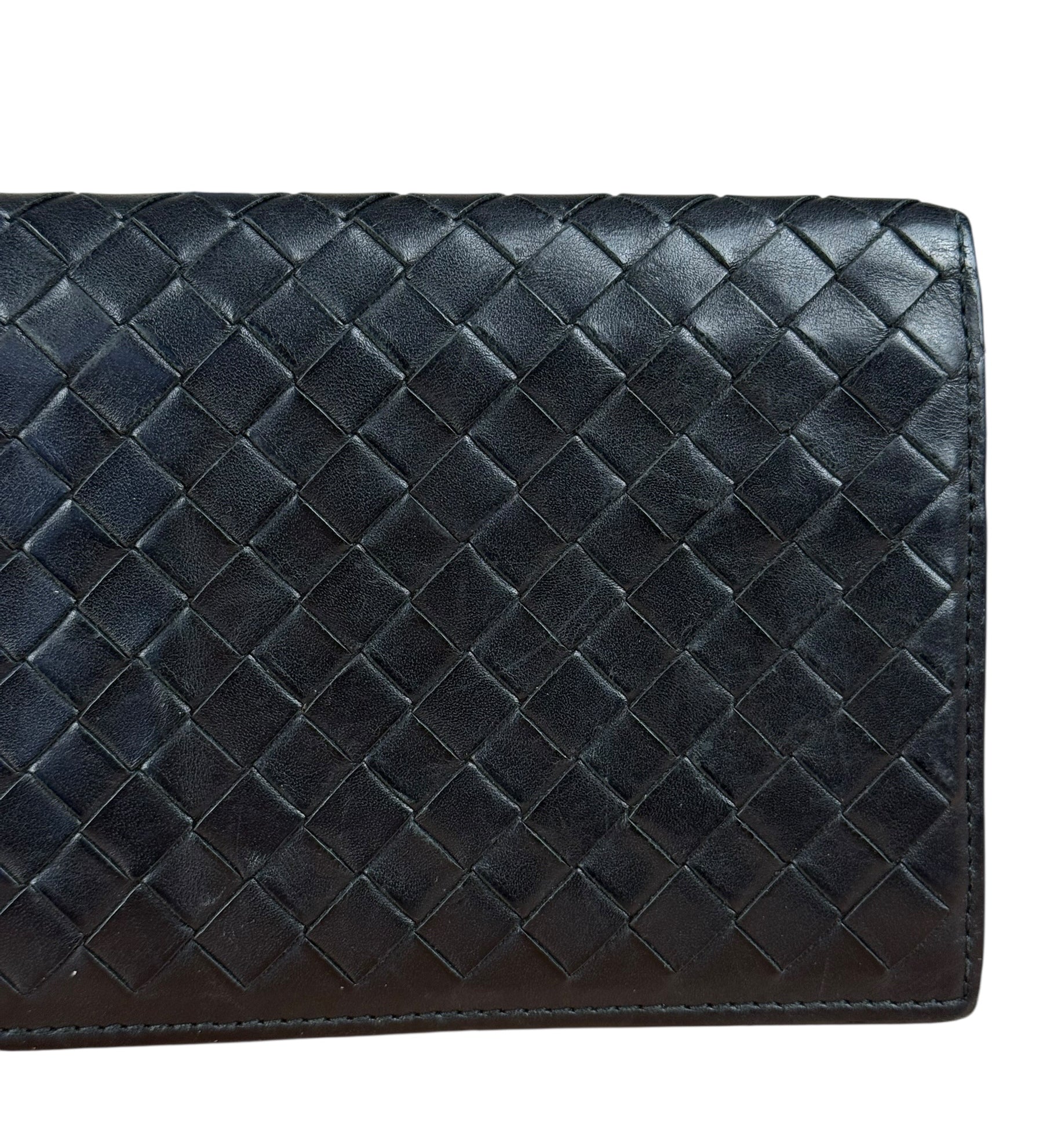 Bottega Veneta Black Intreccio Leather Long Wallet