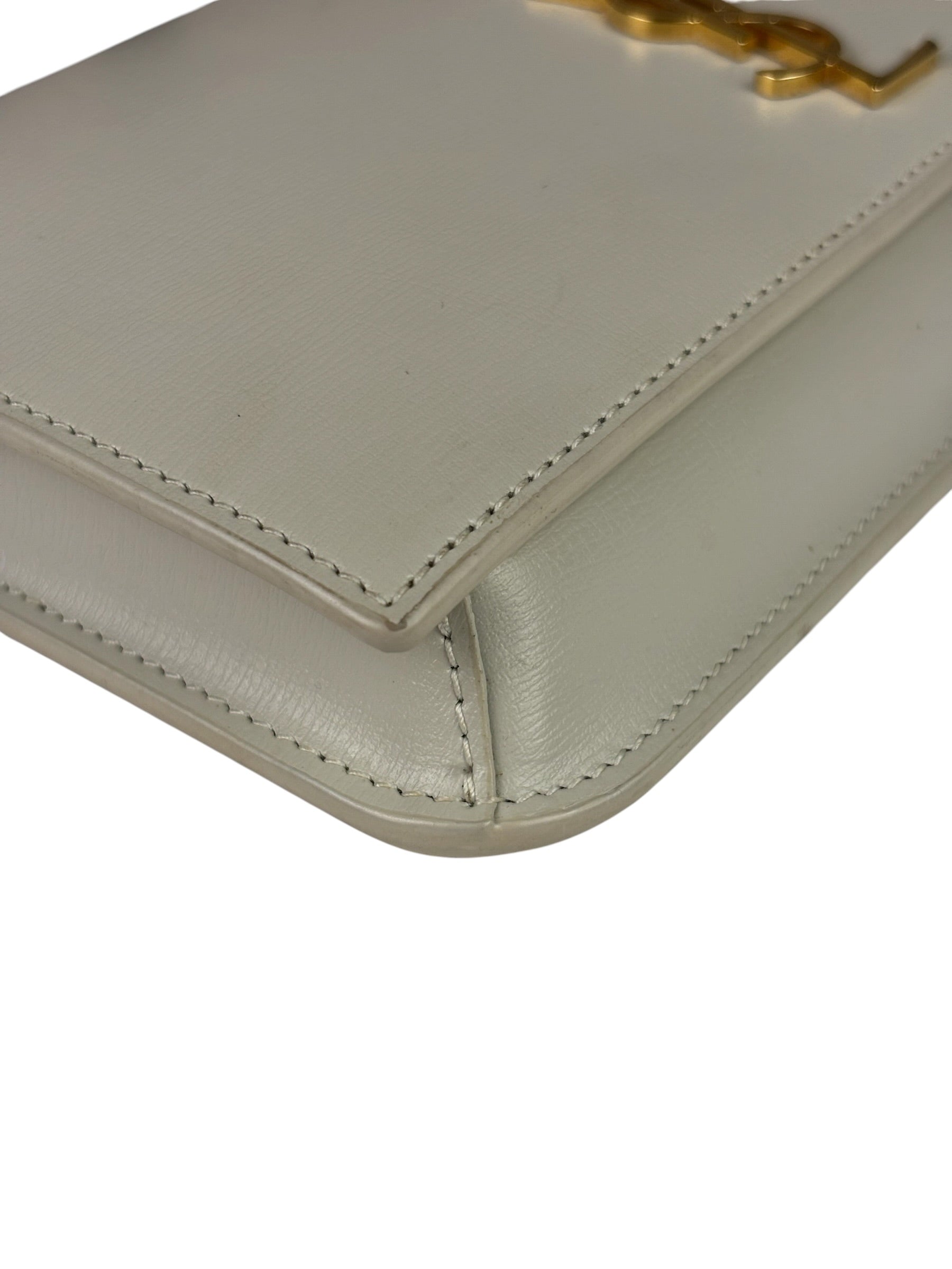 YSL Beige Leather Cassandre Flap Phone Holder