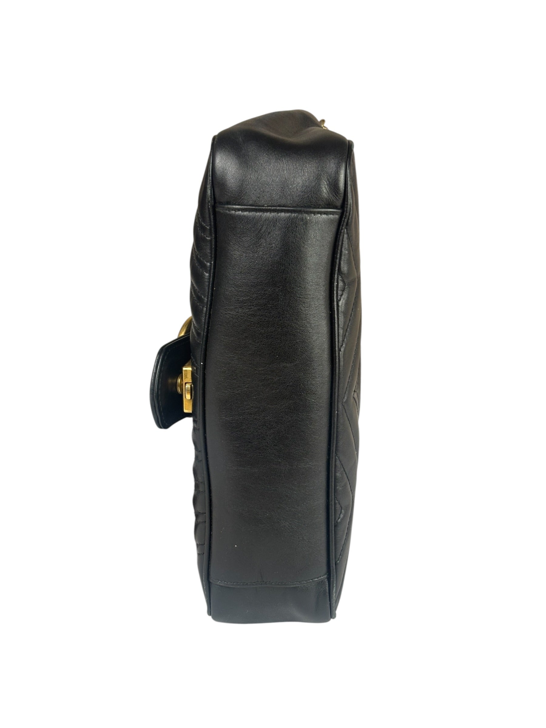 Gucci GG Black Marmont Leather Medium Shoulder Bag