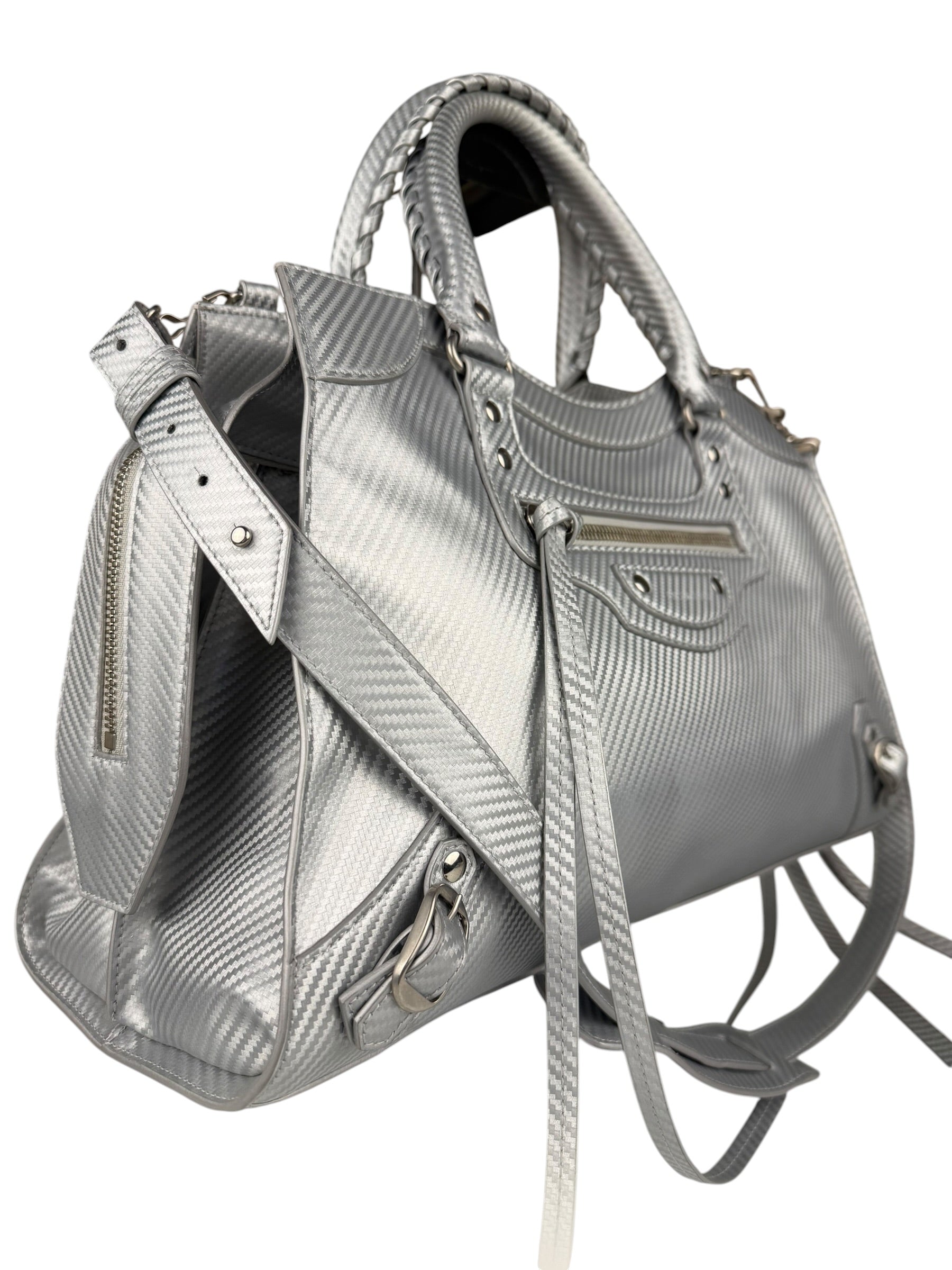 Balenciaga Carbon Fiber Silver Neo Classic City Bag Medium
