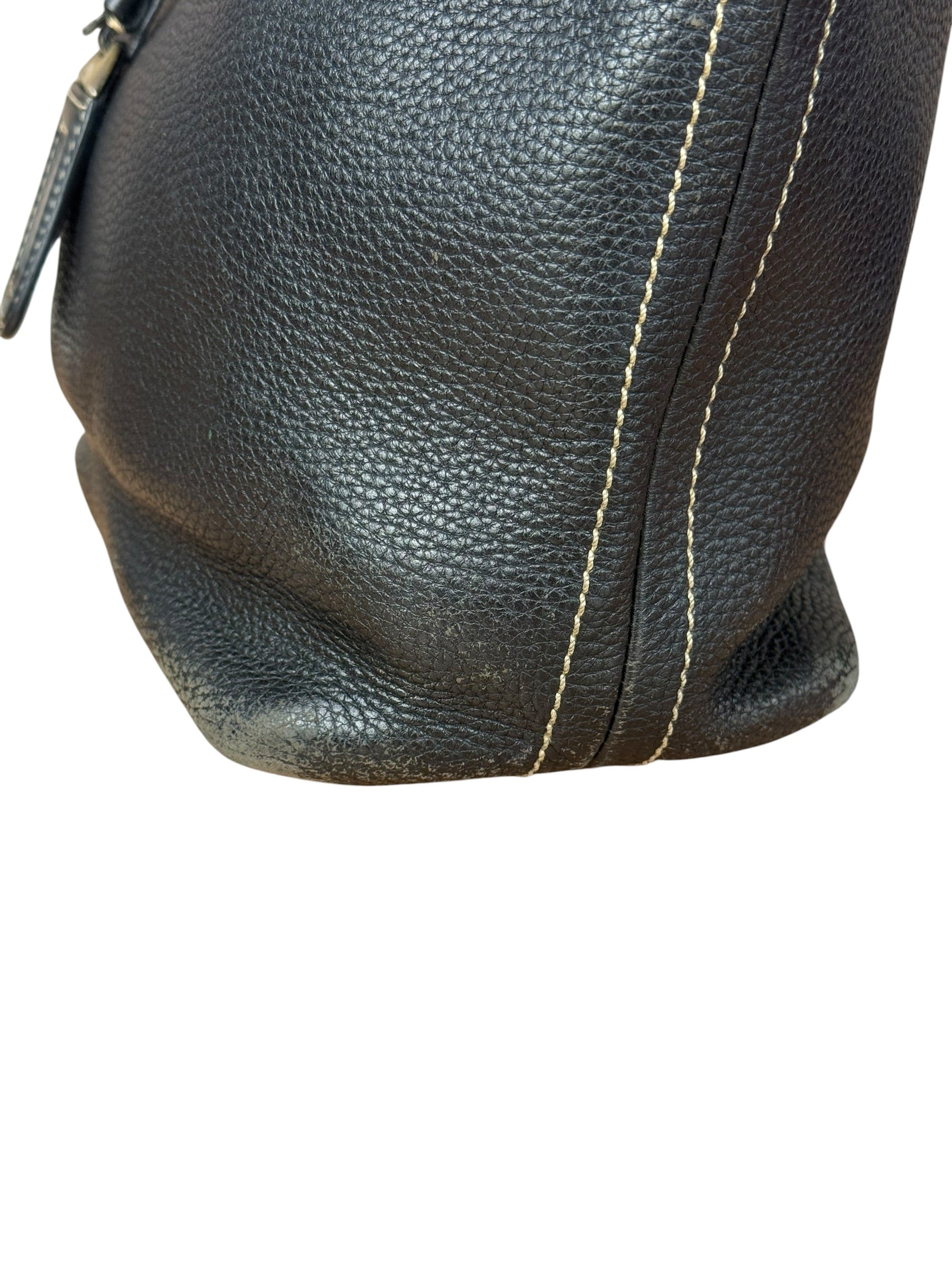 Prada Vintage Black Pebbled Leather Hobo Bag