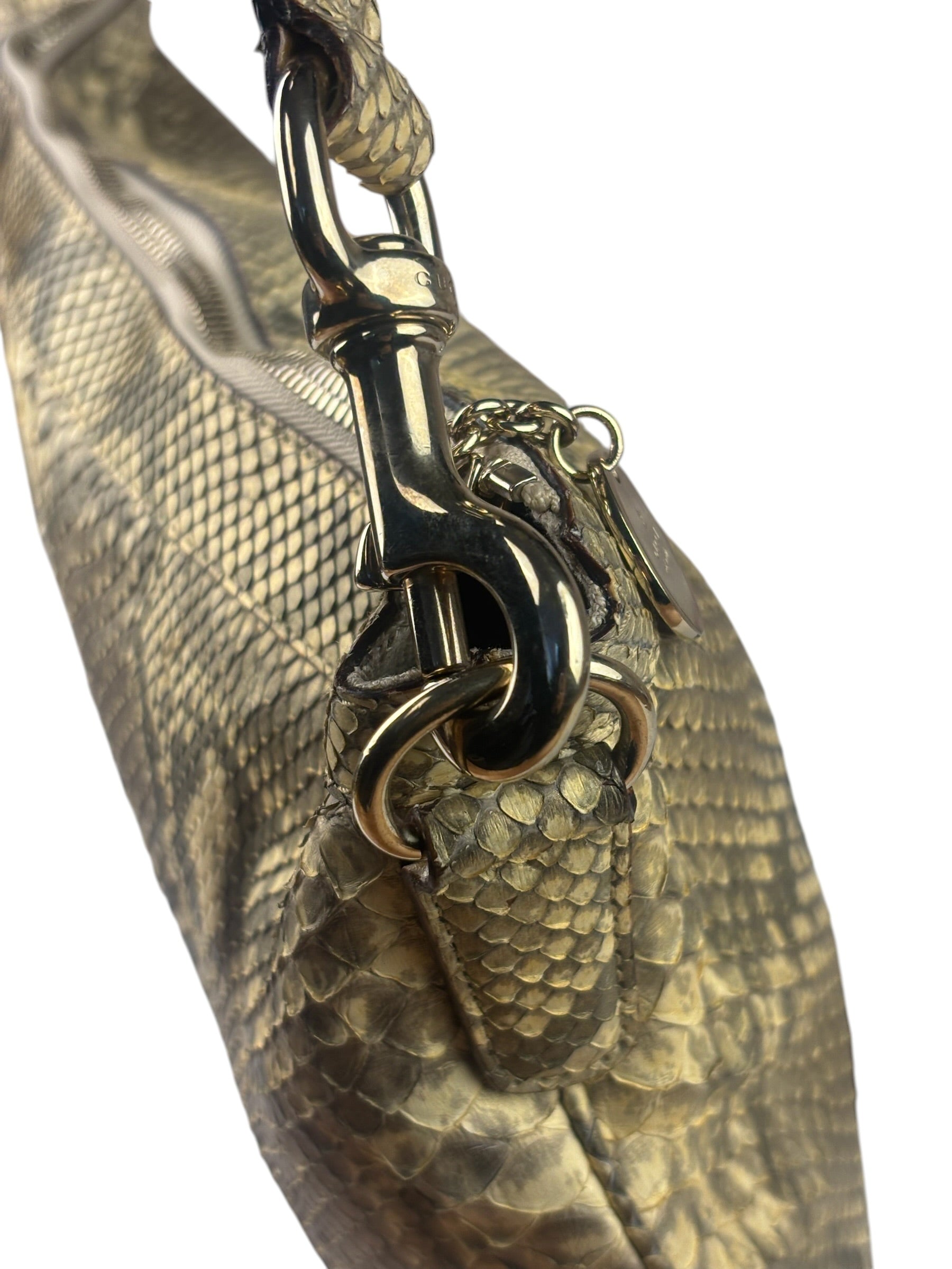 Gucci Light Sand Tones Python Hobo Bag