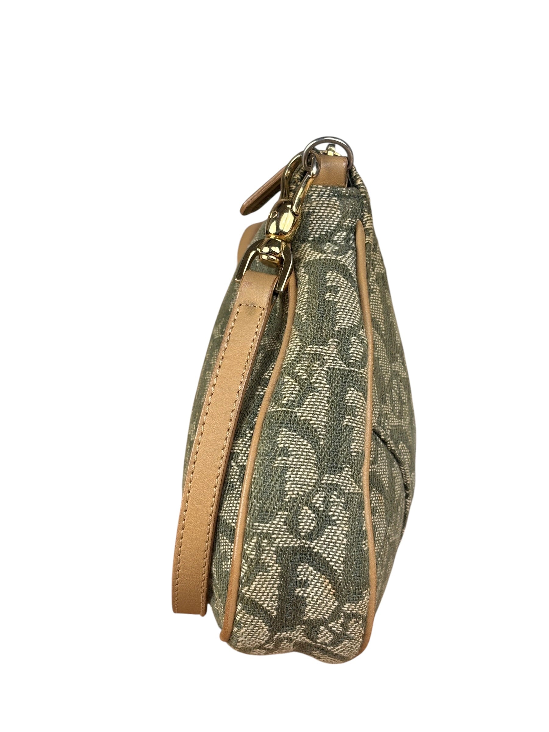 Christian Dior Vintage Olive Green Oblique Saddle Pochette