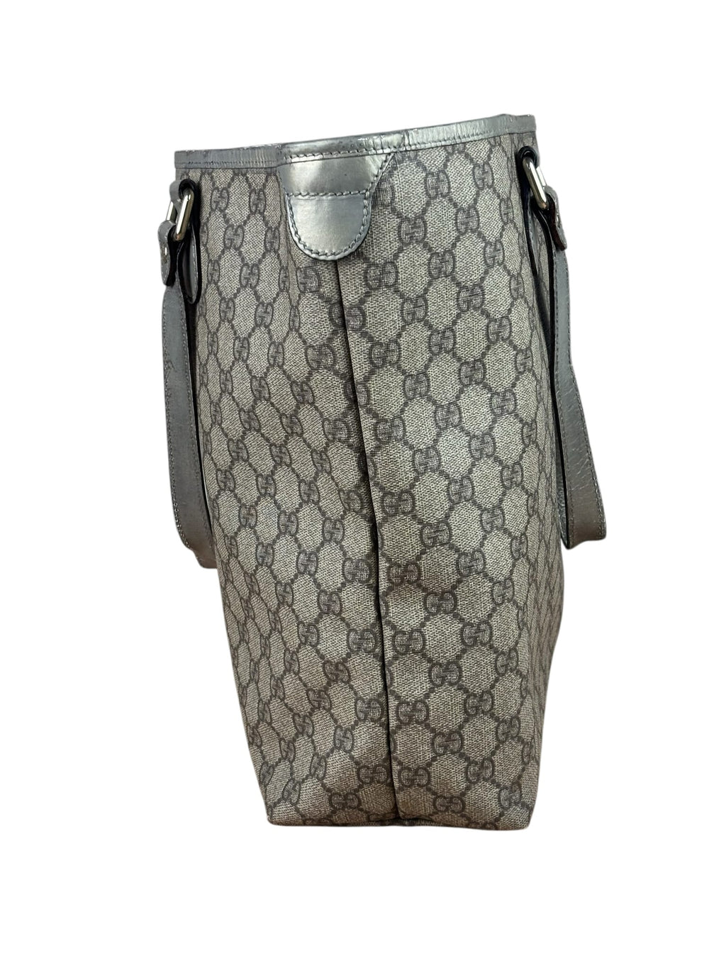 Gucci Beige/Grey Leather Canvas GG Joy Tote Bag