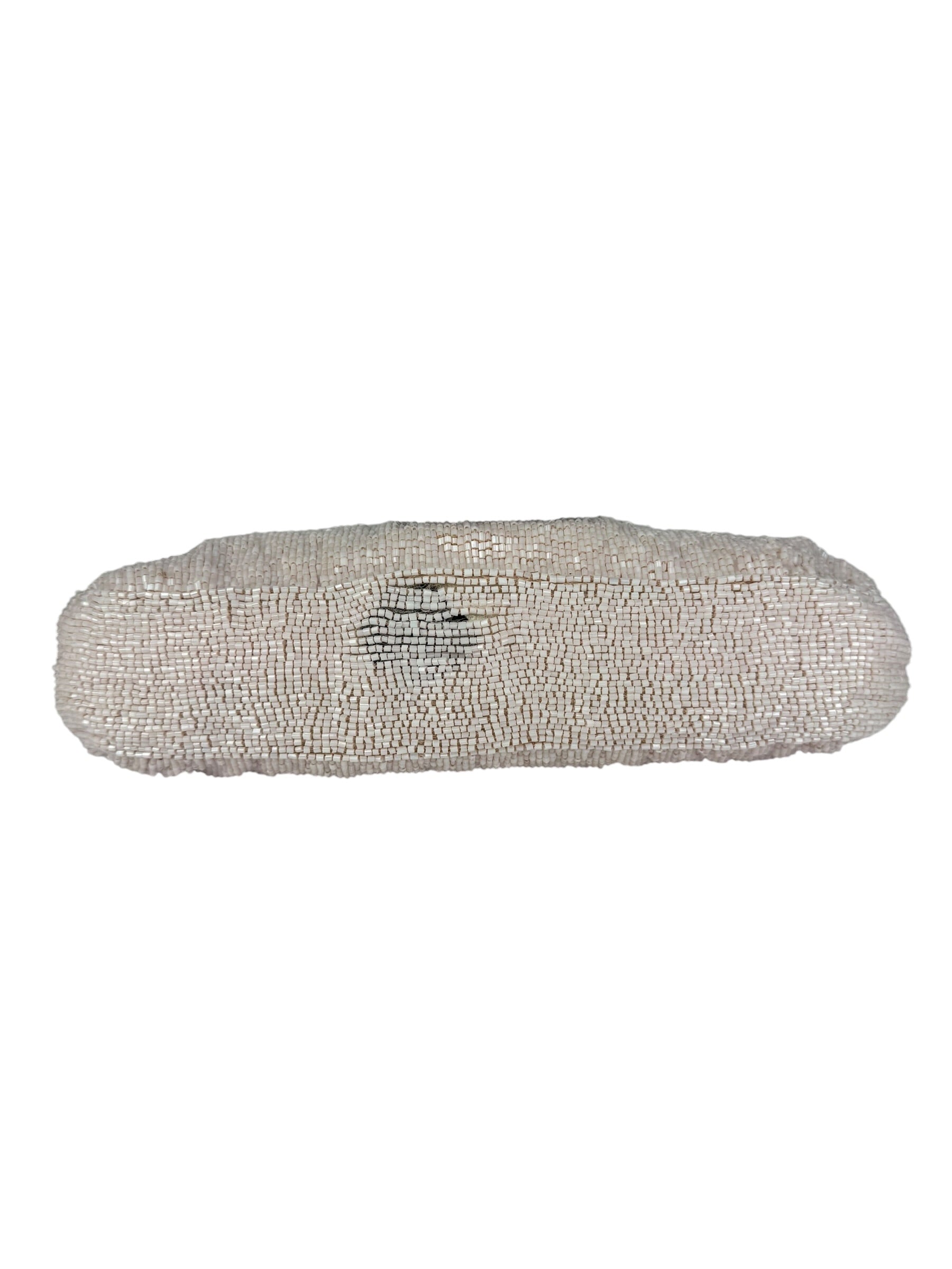 Fendi Leather-Trimmed Beaded Baguette Light Pink