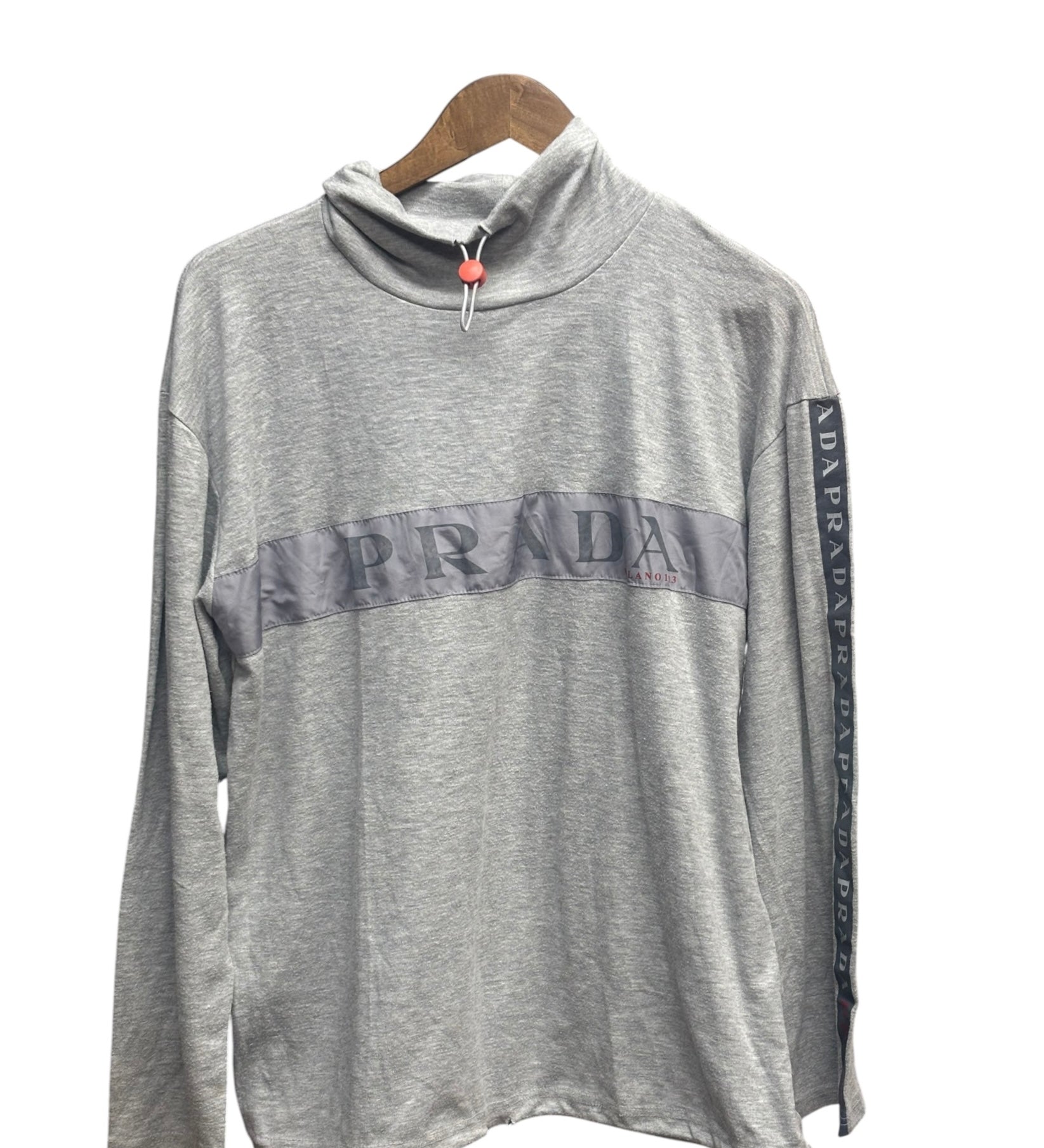 Prada Grey Long Sleeve High Neck Top