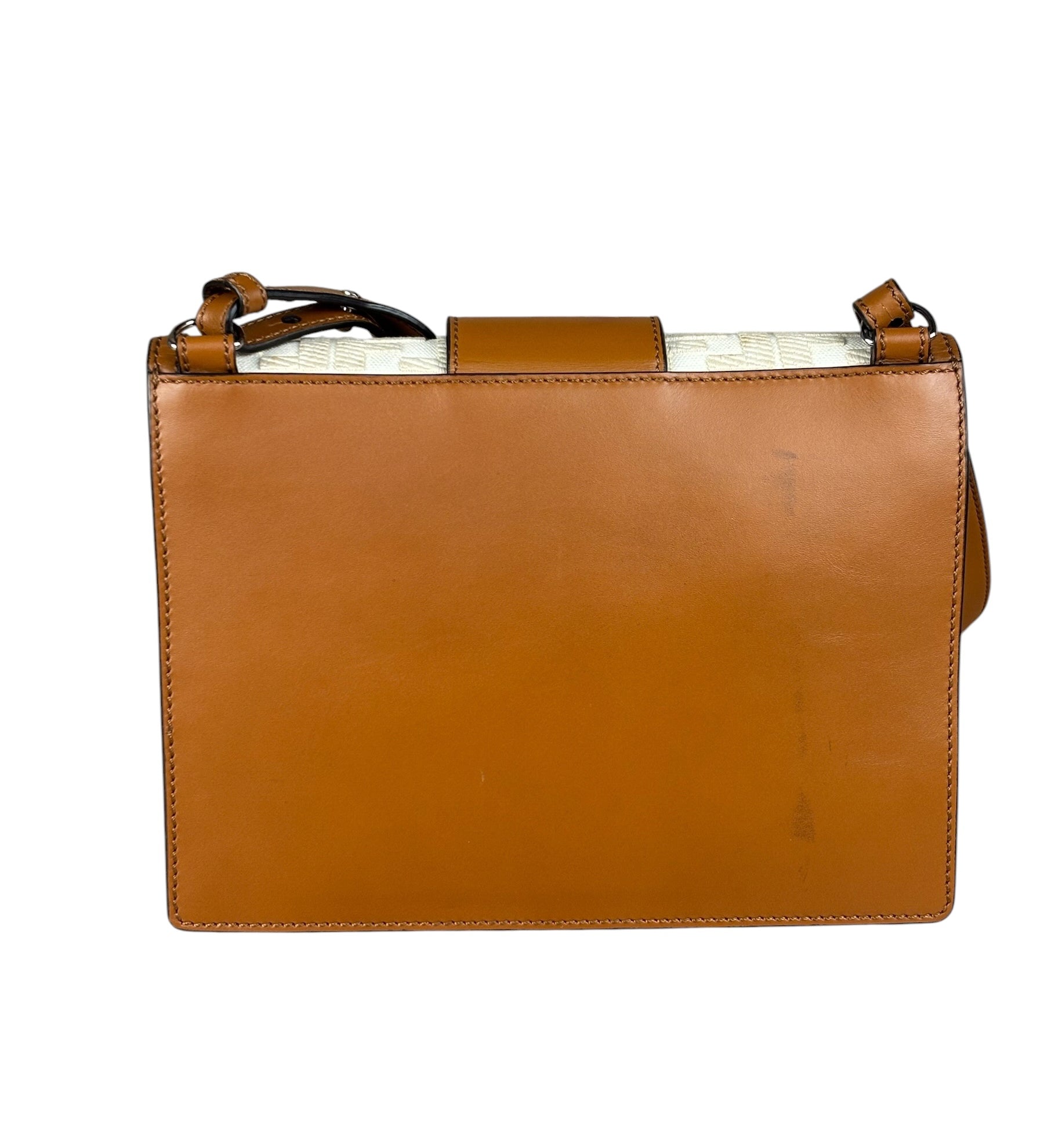 Fendi Brown/Cream Leather Jacquard FF Zucca Baguette