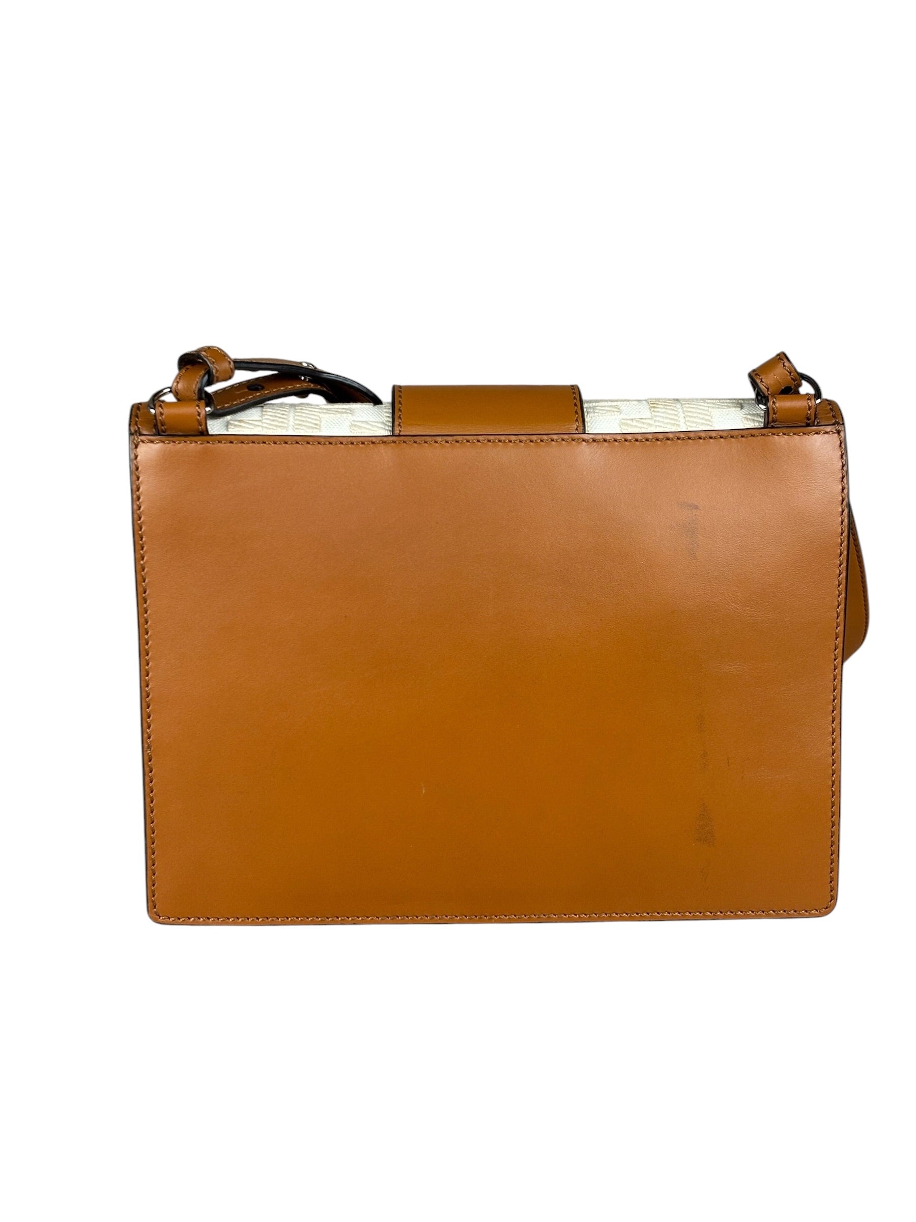 Fendi Brown/Cream Leather Jacquard FF Zucca Baguette