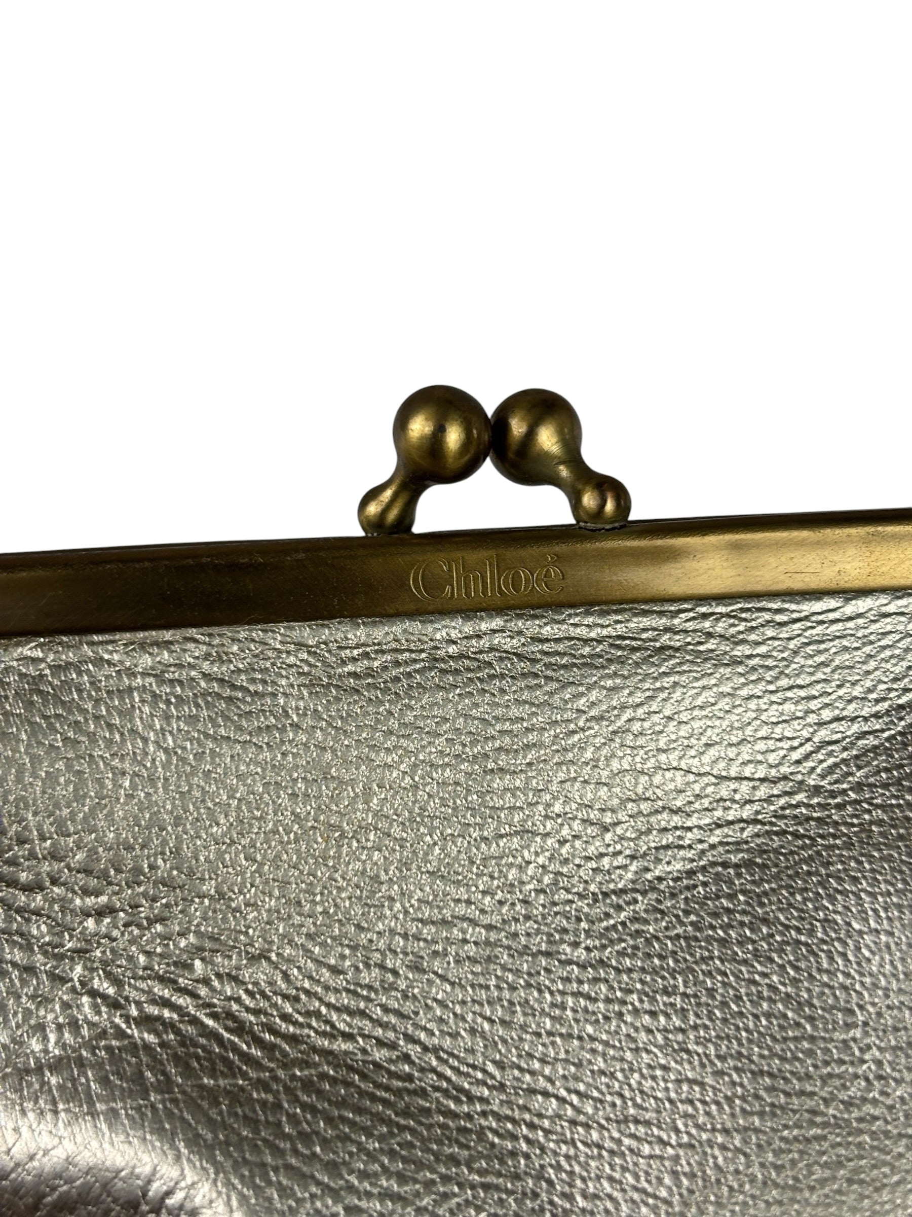 Chloe Metallic Gold Leather Frame Clutch