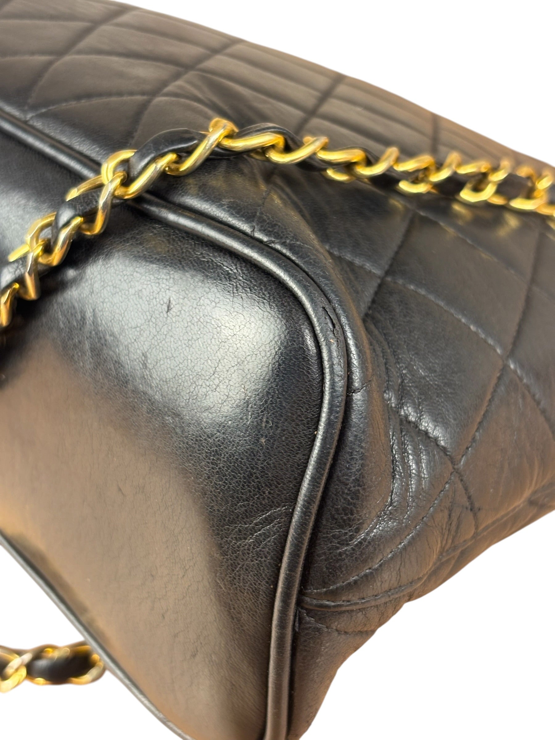Chanel Vintage Black Leather Shoulder Bag