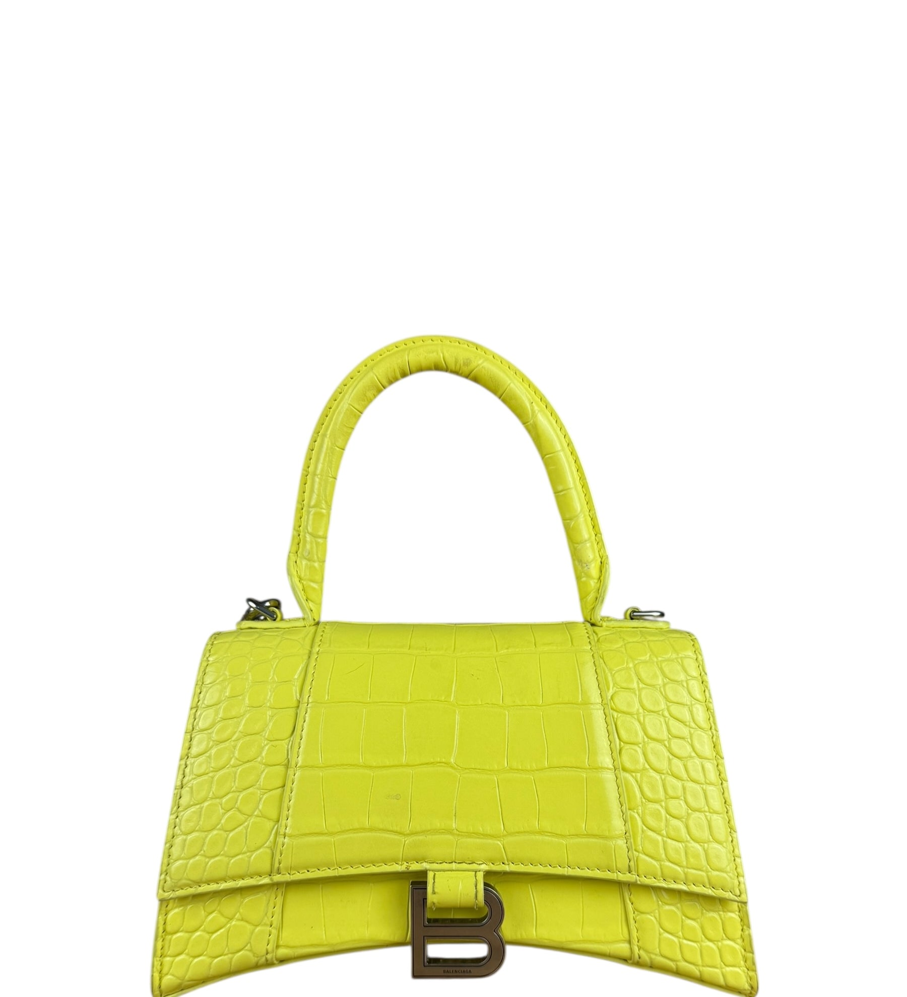 Balenciaga Small Yellow Croc Hourglass 2Way