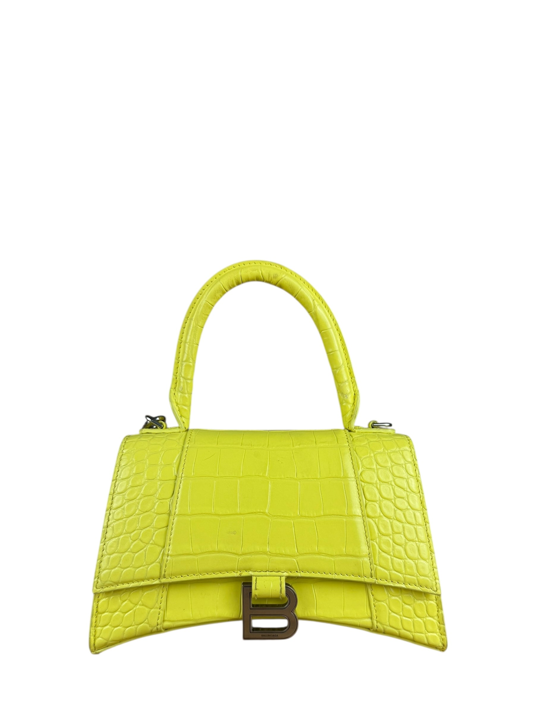 Balenciaga Small Yellow Croc Hourglass 2Way