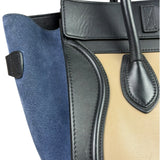 Celine Calfskin Leather/Suede Tri-Color Luggage Tote Bag