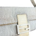 Fendi Vintage Beaded Baguette White