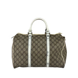 Gucci Beige/White Leather Trim GG Joy Boston Bag