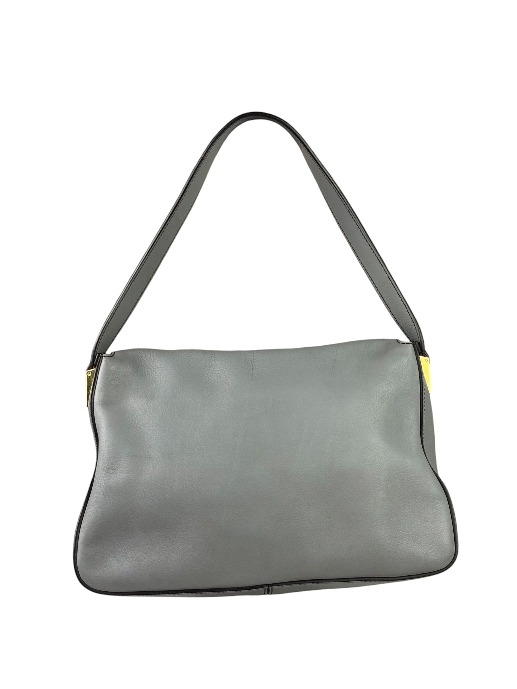 Fendi Grey Leather Flap Bag