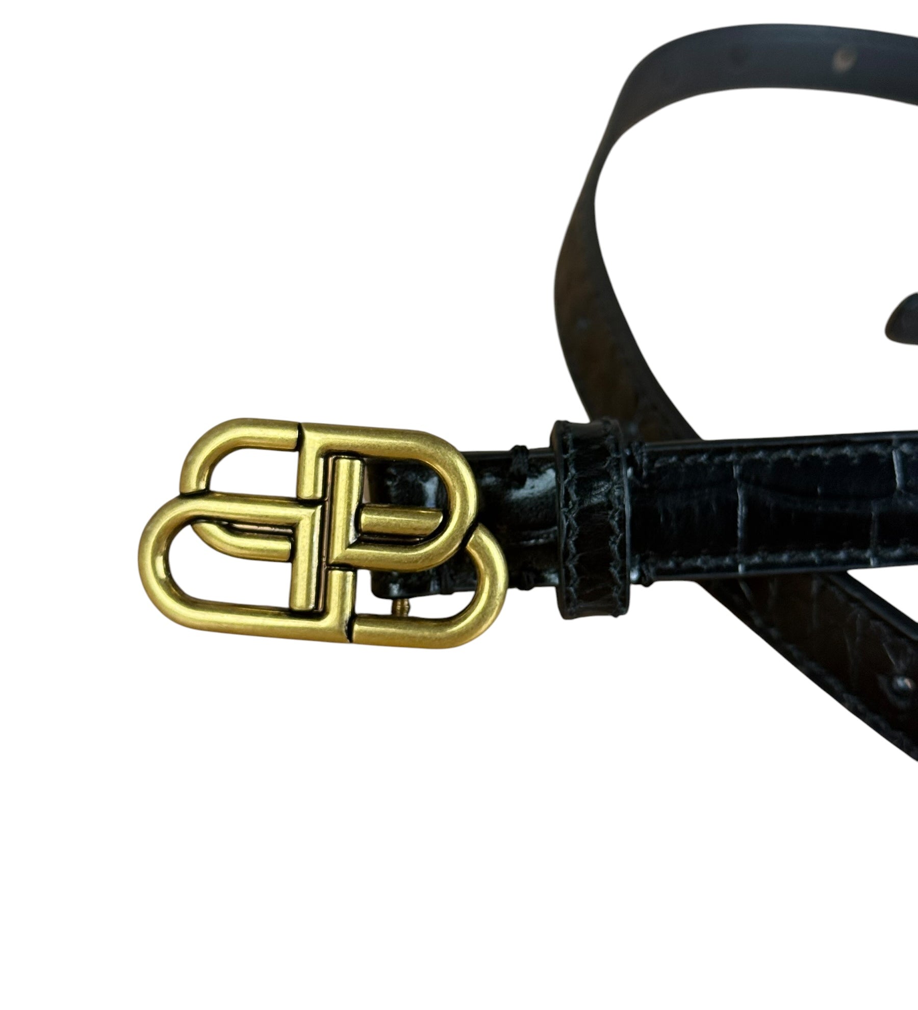 Balenciaga Black Leather BB Belt