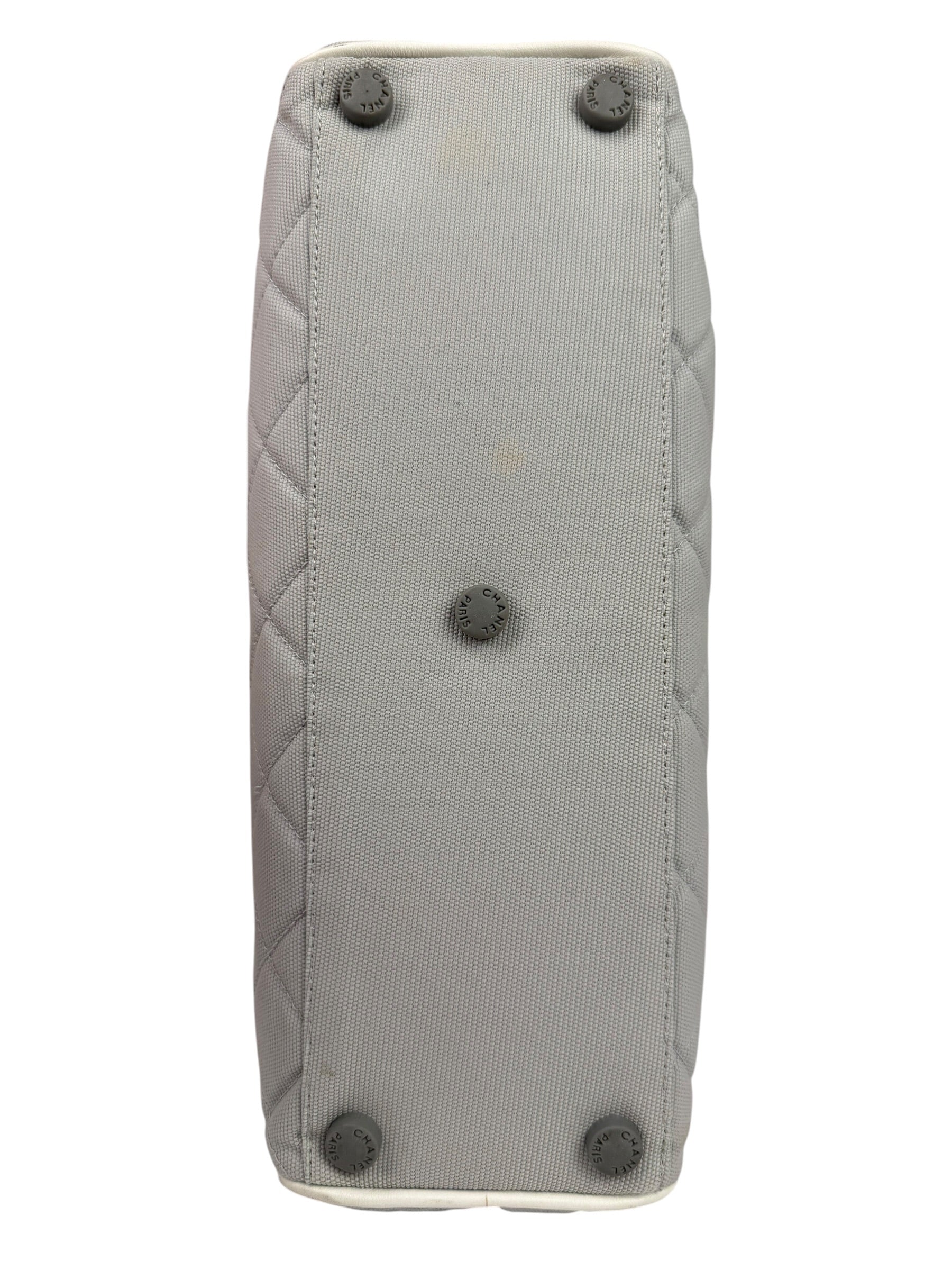 Chanel Grey Quilted Leather Trim Bowling Bag 2000