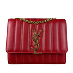 Saint Laurent Red Quilted Leather Vicky Flap Shoulder Bag