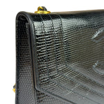 Chanel Black Lizard Leather Envelope Flap Bag 1986