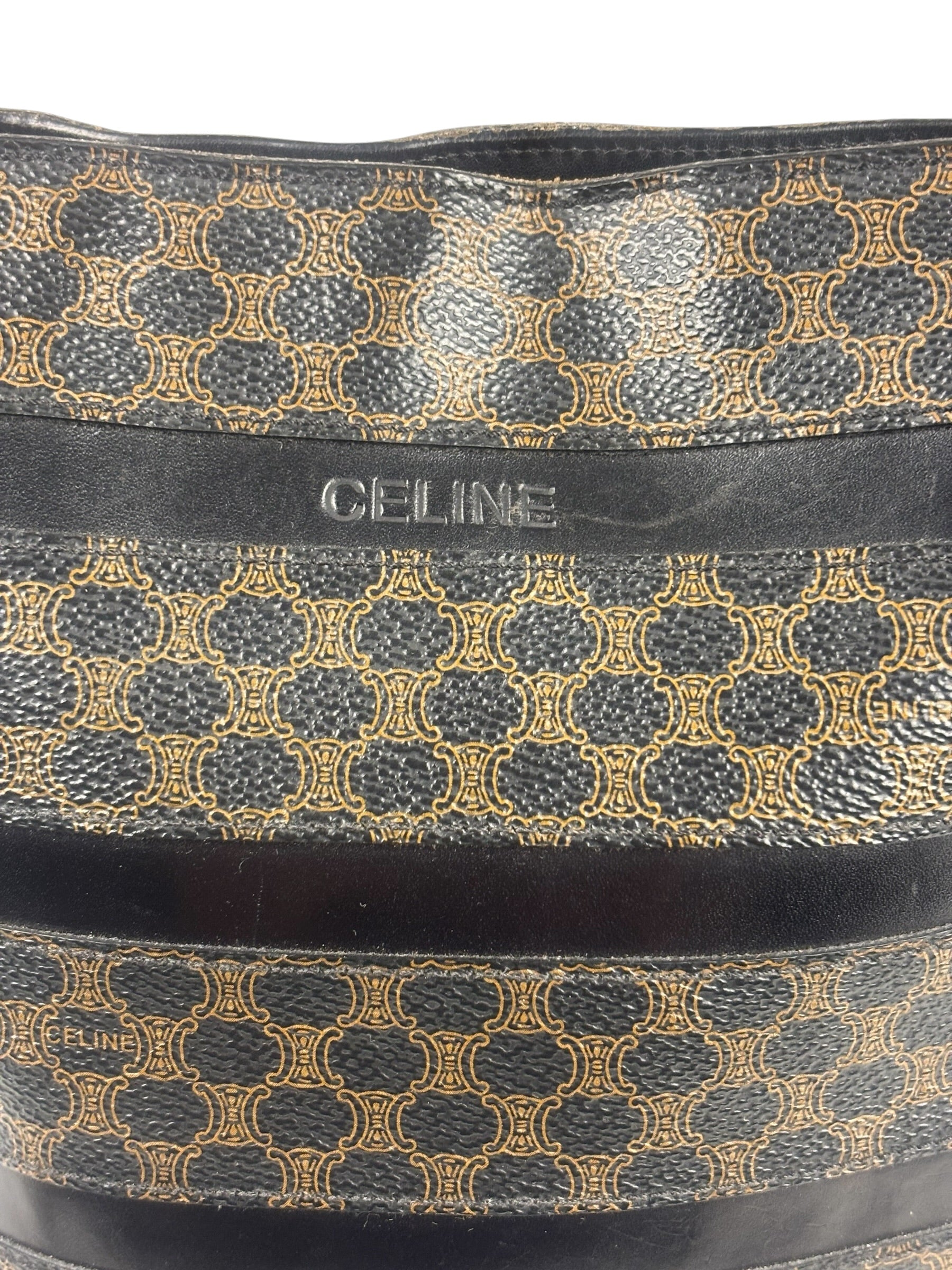 Celine Coated Canvas Stripped Macadam Crossbody