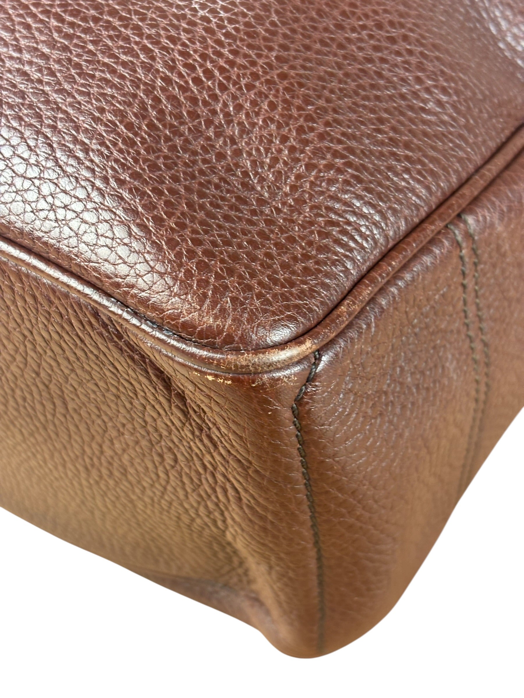 Celine Brown Pebbled Leather Boogie Handbag
