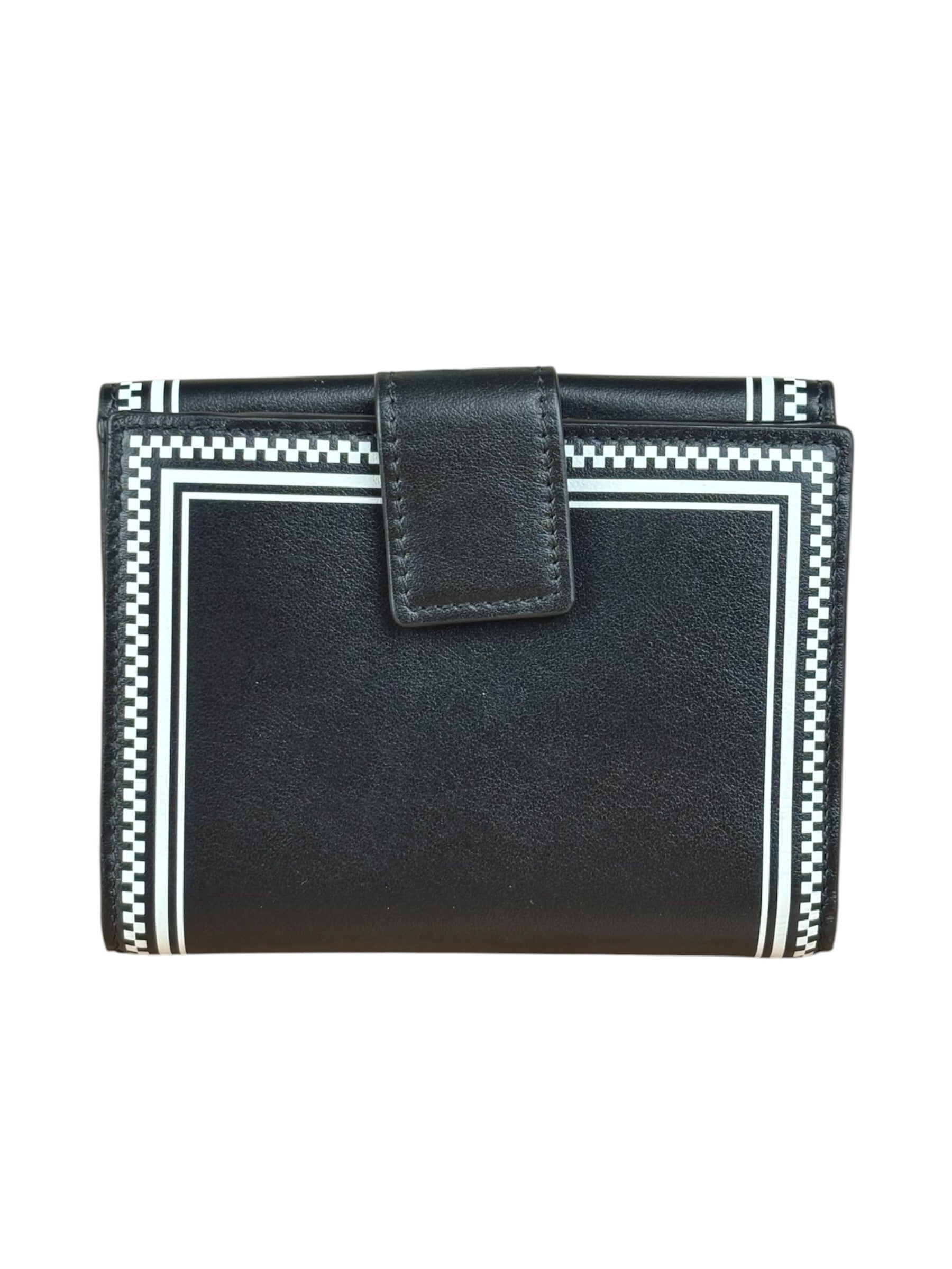 Versace Vintage Black/White Leather Logo Wallet