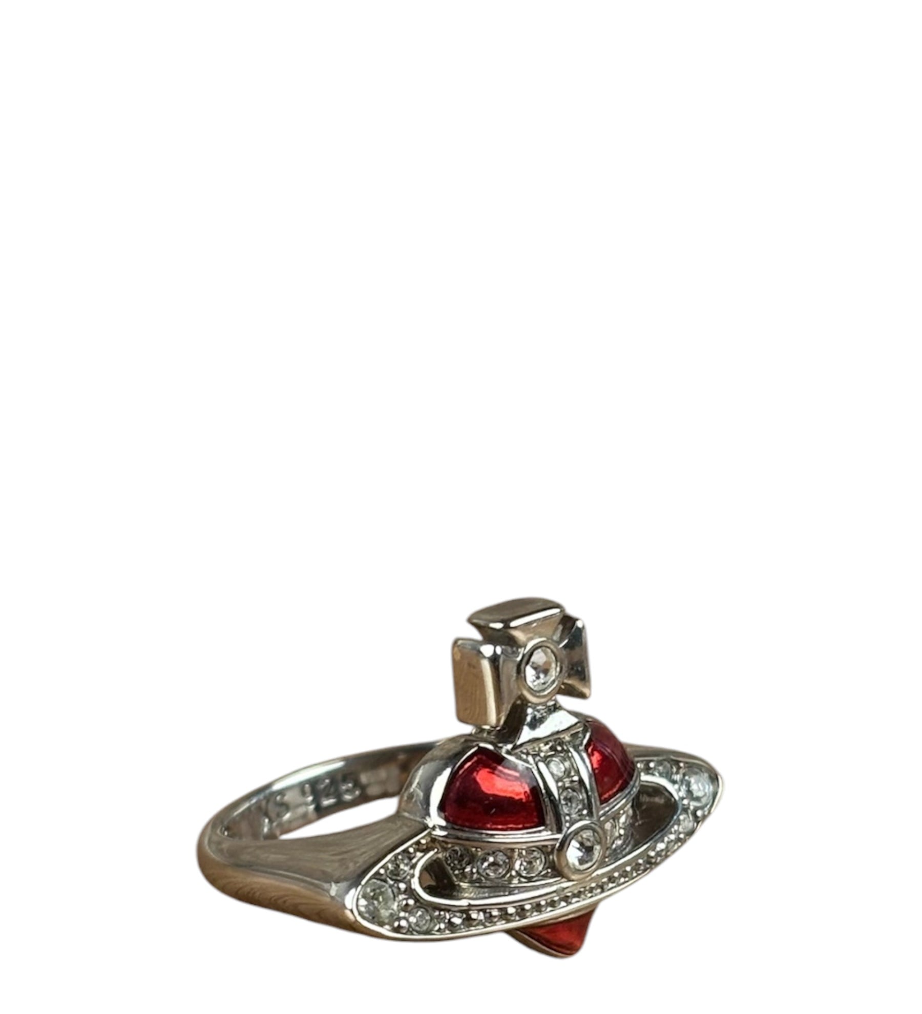 Vivienne Westwood Silver Diamante Red Enamel Ring