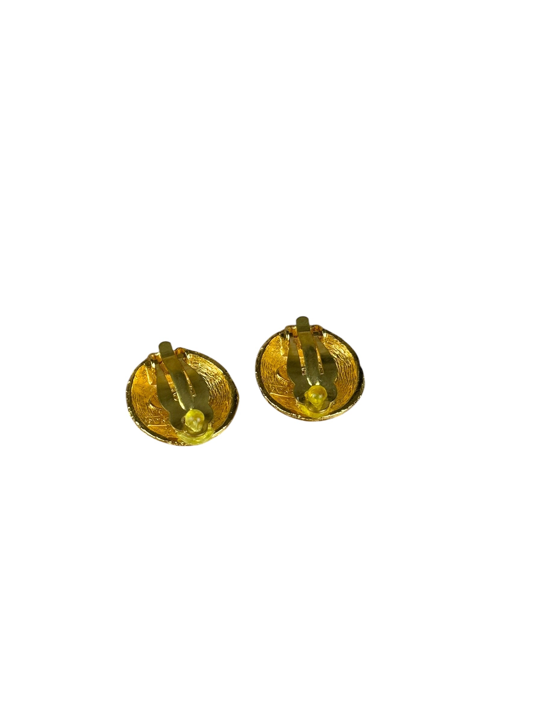 Chanel Vintage CC Logo Gold Woven Clip-On Earrings
