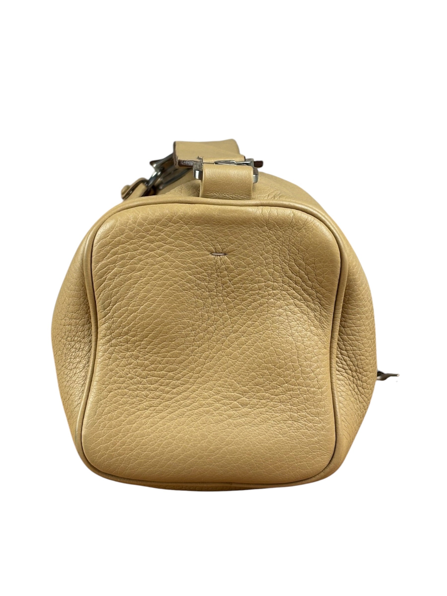 Prada Beige Leather Vitello Daino Buckle Shoulder Bag