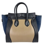 Celine Calfskin Leather/Suede Tri-Color Luggage Tote Bag