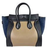 Celine Calfskin Leather/Suede Tri-Color Luggage Tote Bag