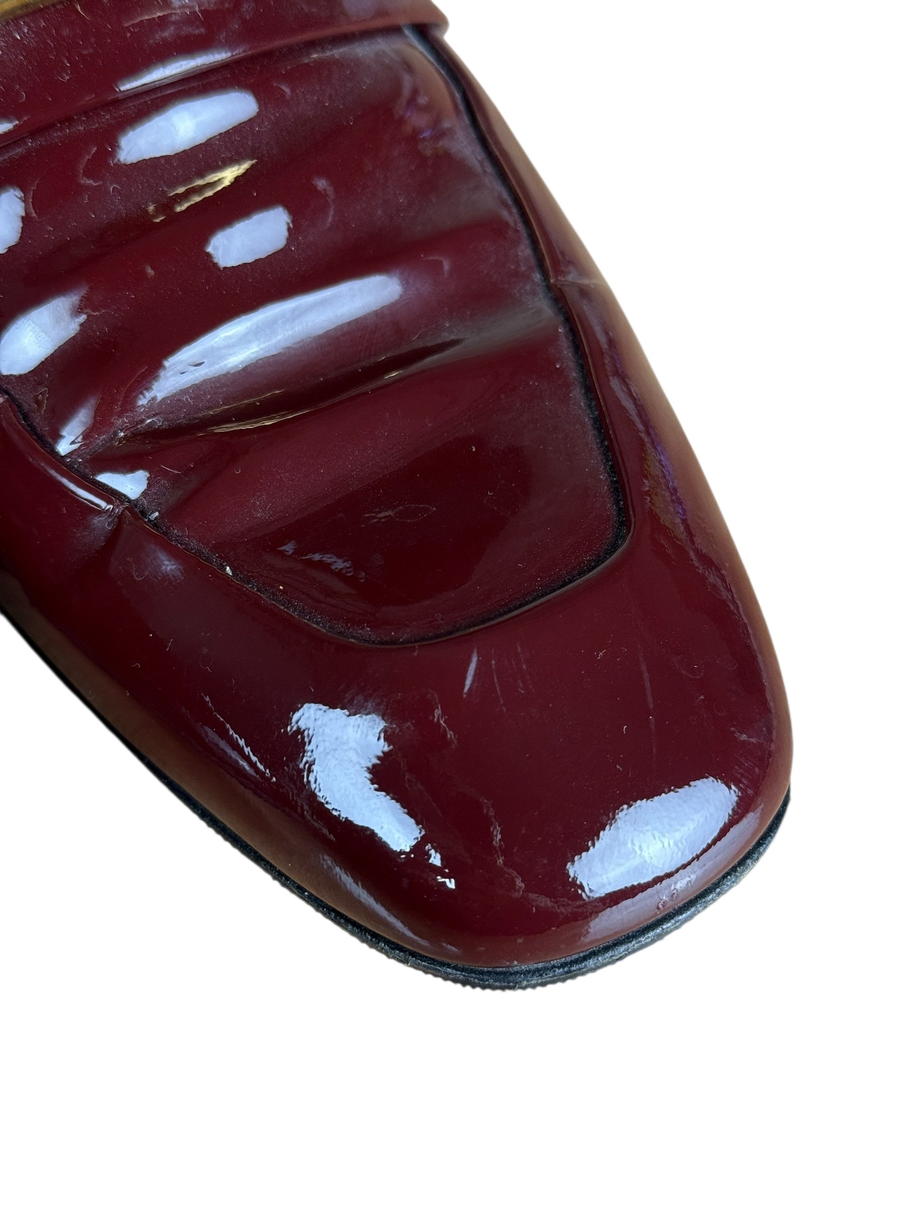 Burberry Burgundy Patent Leather Loafers