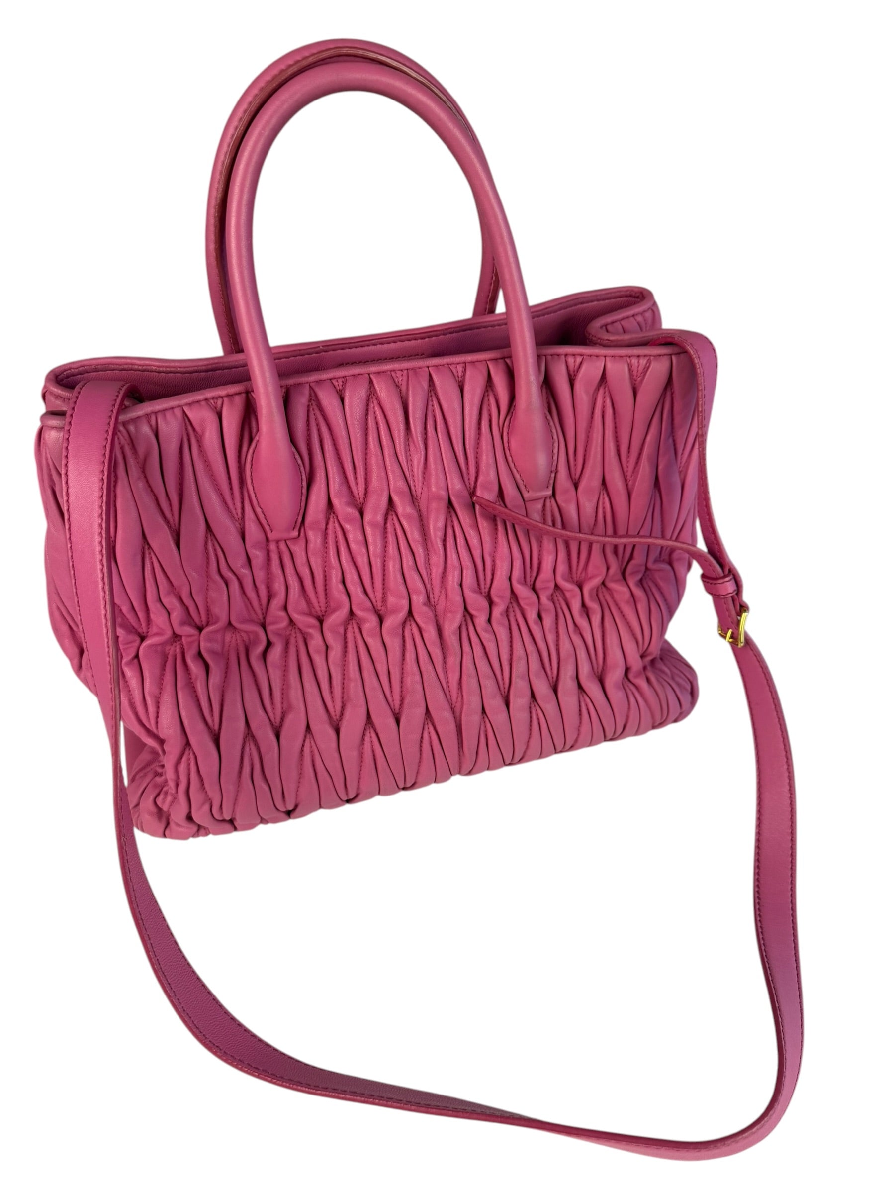 Miu Miu Pink Nappa Leather 2Way Tote Bag