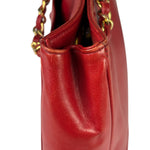 Chanel Red Quilted Lambskin Chain Tote Bag 1990