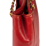 Chanel Red Quilted Lambskin Chain Tote Bag 1990