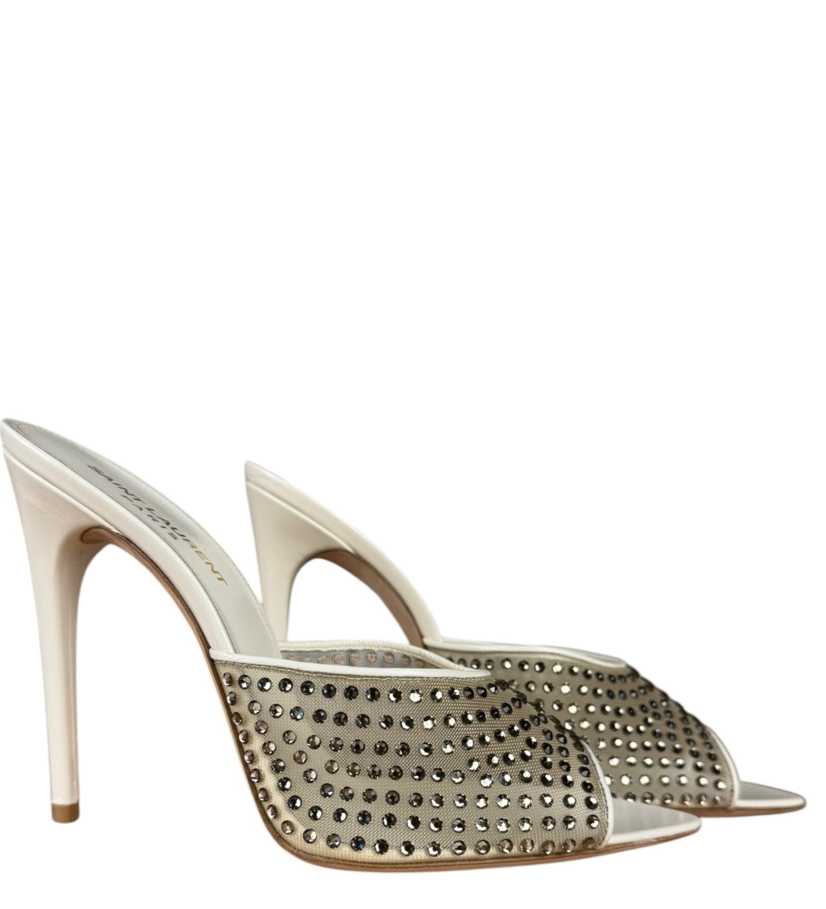 YSL Gippy Crystal Mesh Stilettos