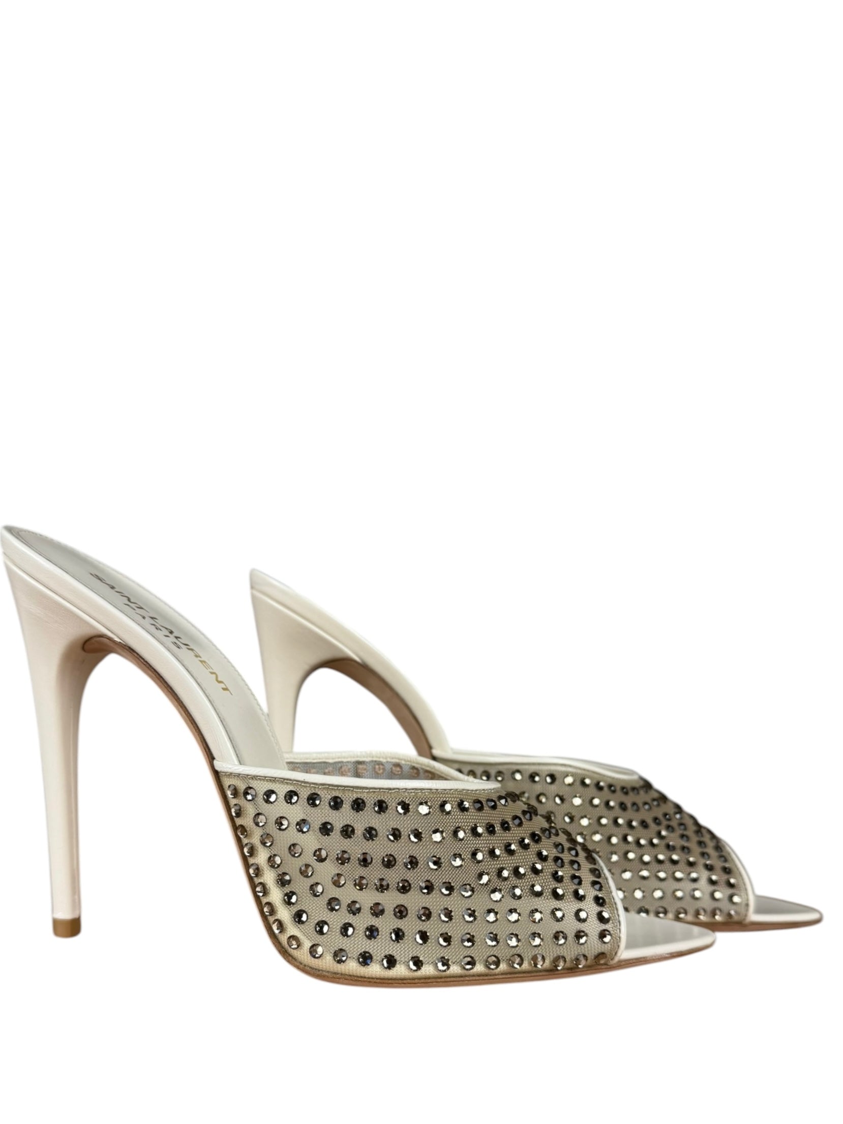 YSL Gippy Crystal Mesh Stilettos